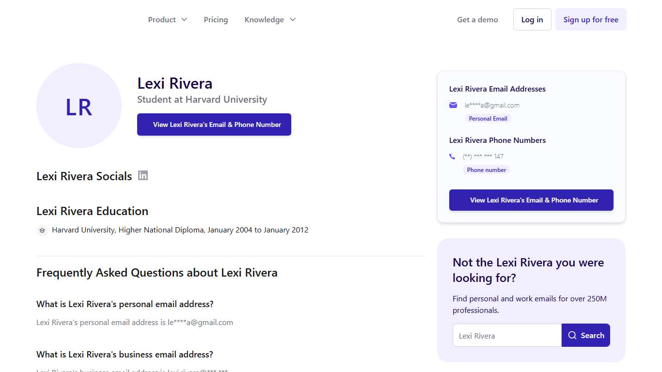 Lexi Rivera Email & Phone Number Student at Harvard University - ContactOut